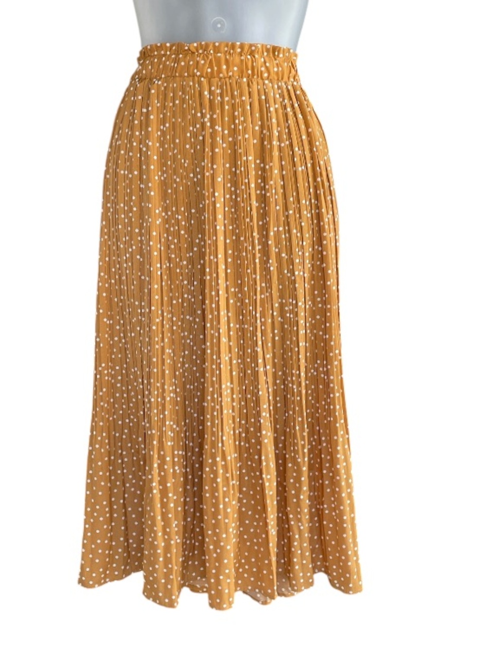 Women’s Polka Dot Print Elastic Waist Pleated Midi Skirt XL fall wardrobe